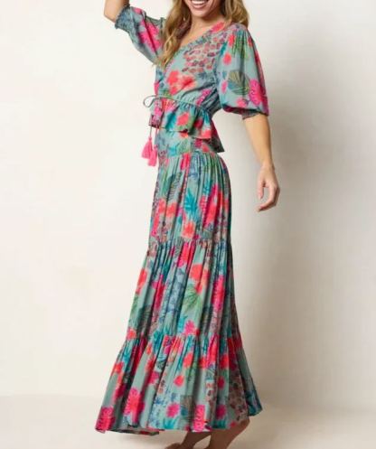 Elisa Ruffled Tie-Waist Dress