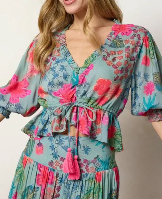 Elisa Ruffled Tie-Waist Dress