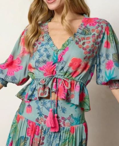 Elisa Ruffled Tie-Waist Dress