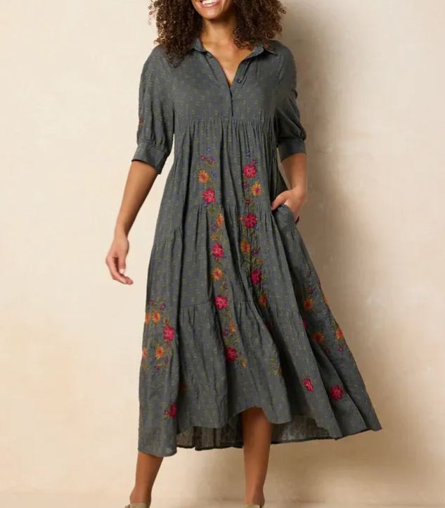 Rebecca Embroidered Midi Dress