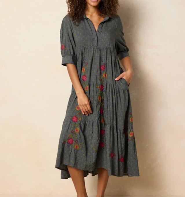 Rebecca Embroidered Midi Dress