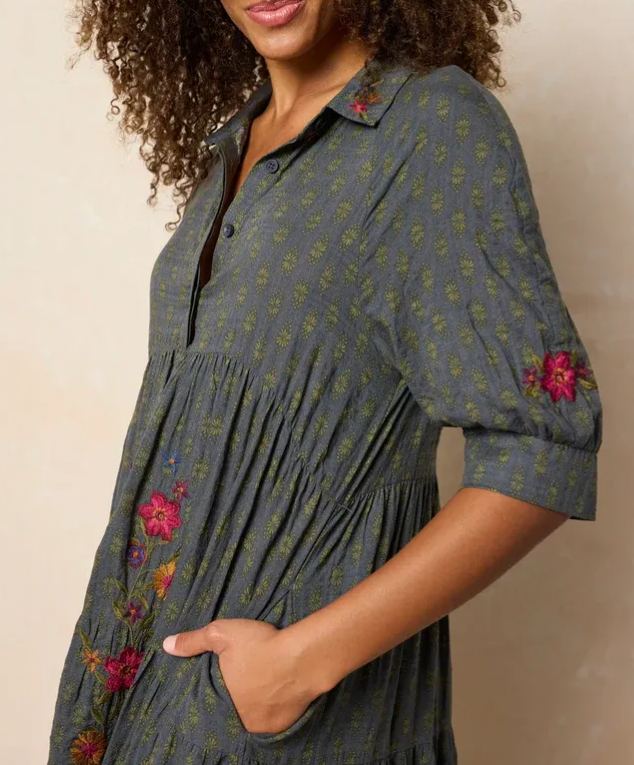 Rebecca Embroidered Midi Dress