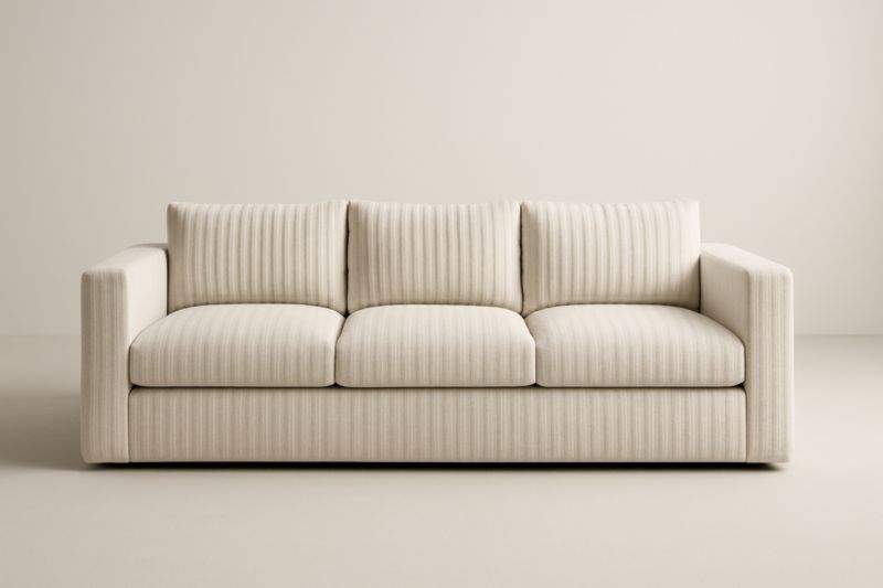 Canapé 3 Places Tissu Beige Rayé