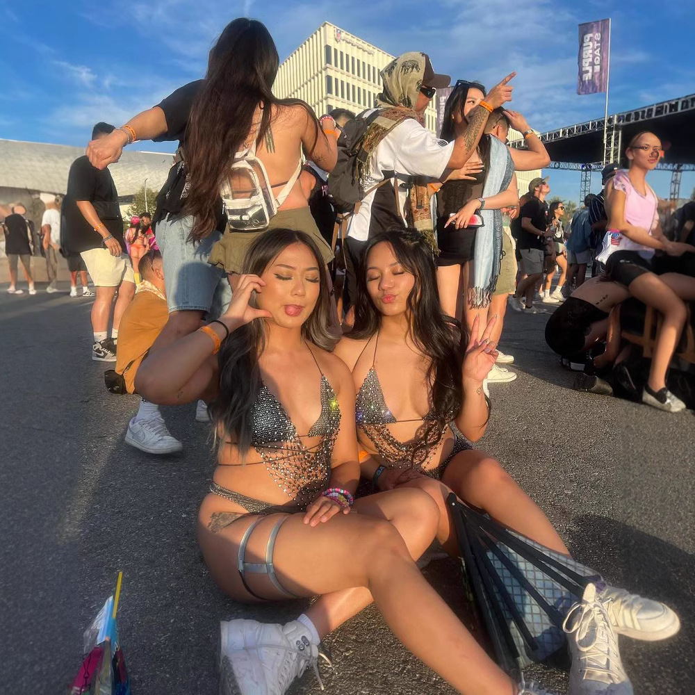 Black Rhinestone Mesh Club Top / Vest — Versatile Nightclub Wear