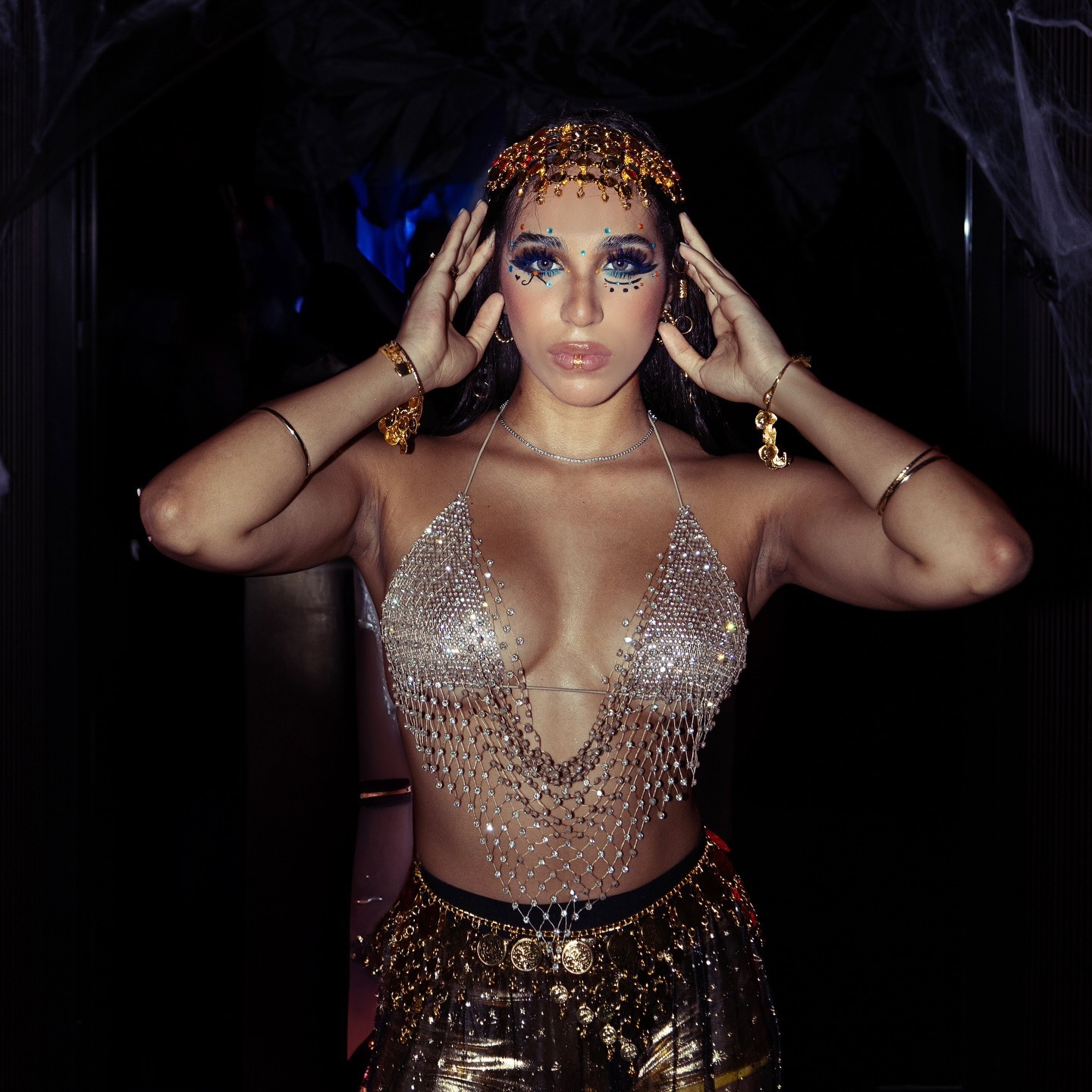 Black Rhinestone Mesh Club Top / Vest — Versatile Nightclub Wear