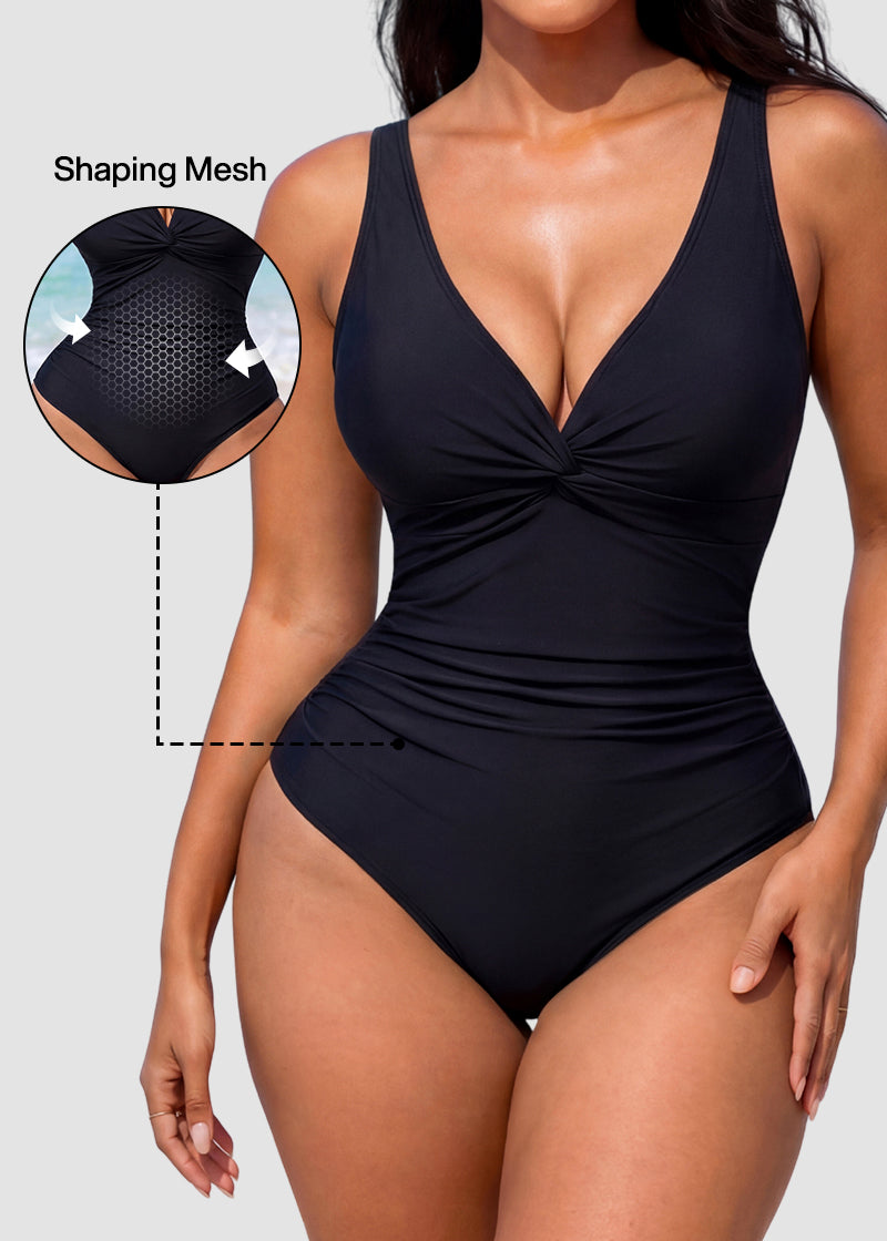 Twist Front Tummy Control One-Piece Swimsuit
