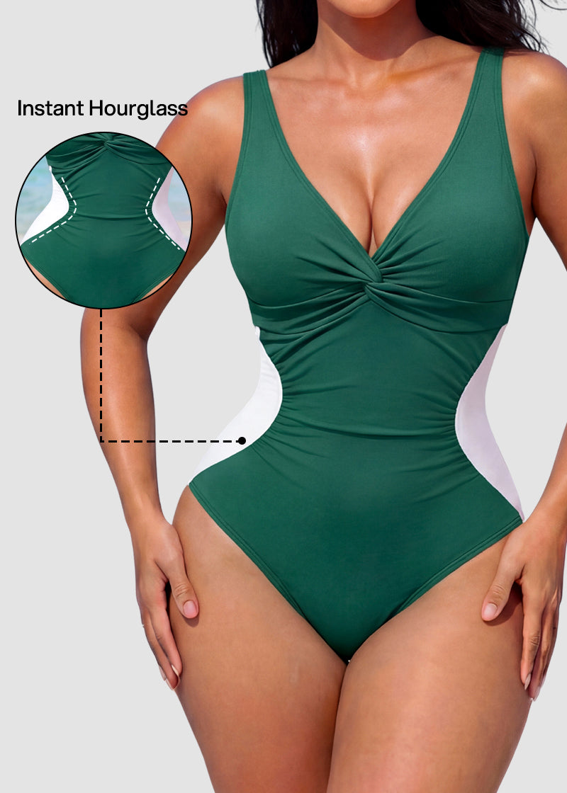 Twist Front Tummy Control One-Piece Swimsuit