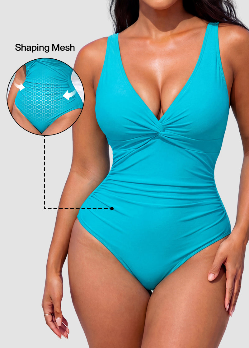 Twist Front Tummy Control One-Piece Swimsuit