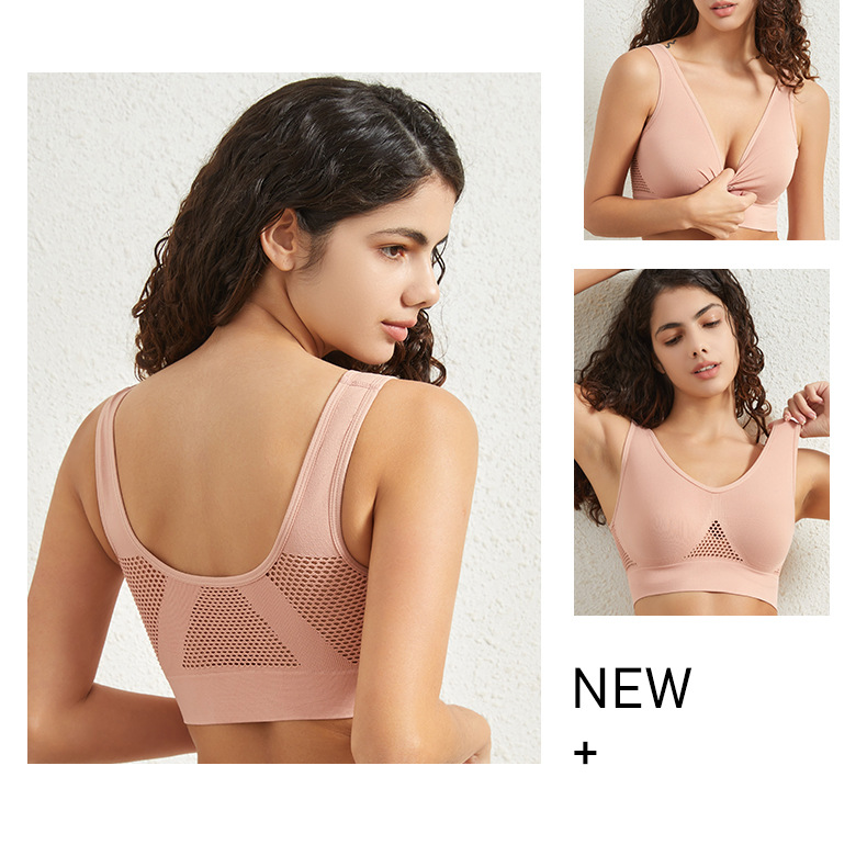 Large size breathable sports bra without underwire