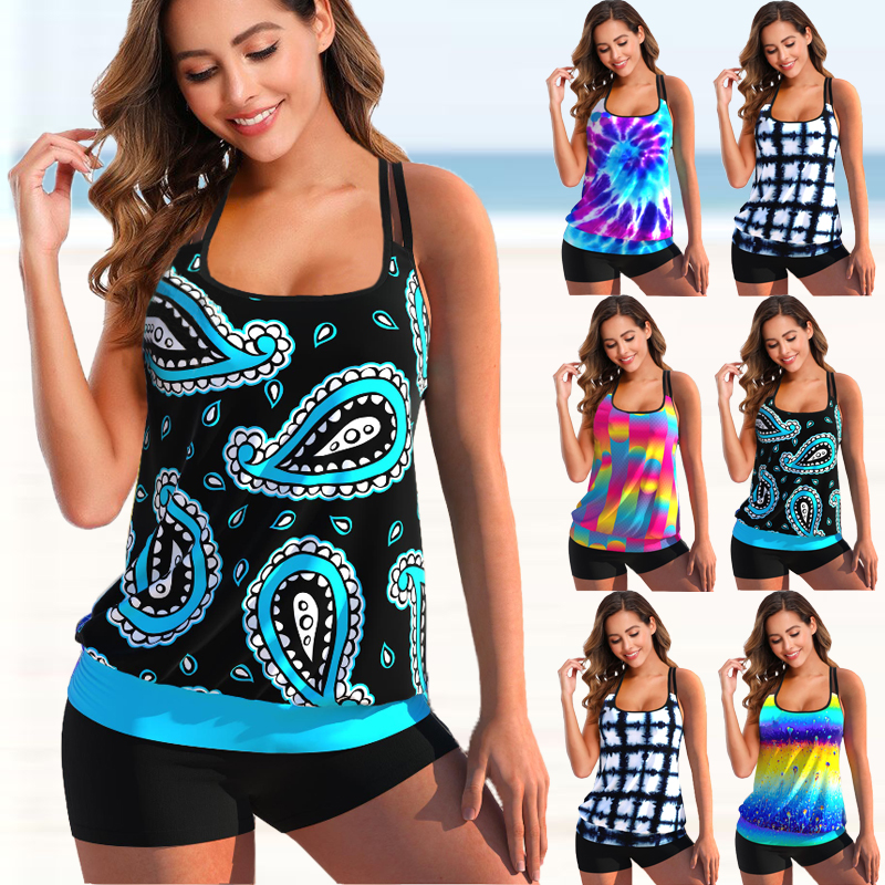 Women Plus Size Sexy Swim Tankini Monokini Swimwear Two Pieces Swimsuits Fashion Printed Tankinis Summer Beachwear Bathing Suit-colinskeirs