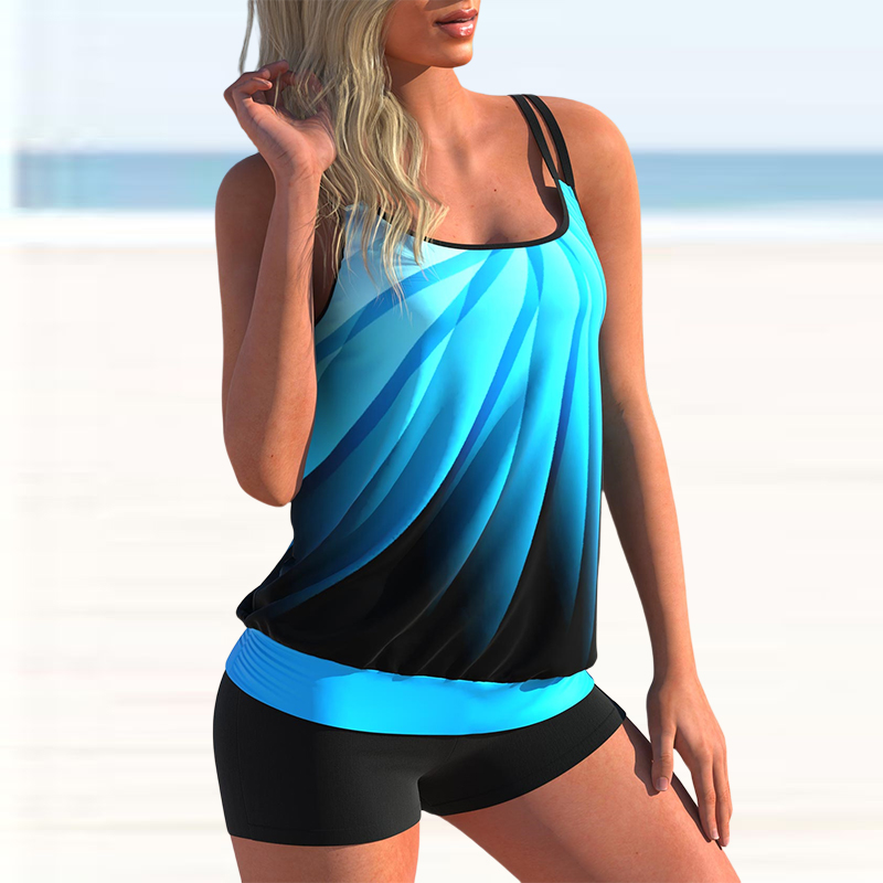 Women Fashion Sexy Plus Size Two Piece Butterfly Print Camisole Swimsuit Lady Two Piece Swimming Suit New Swimwear Bachwear-colinskeirs