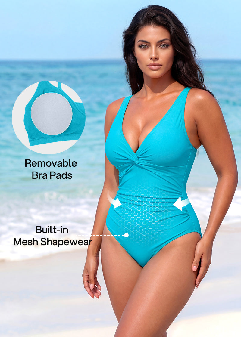 Twist Front Tummy Control One-Piece Swimsuit