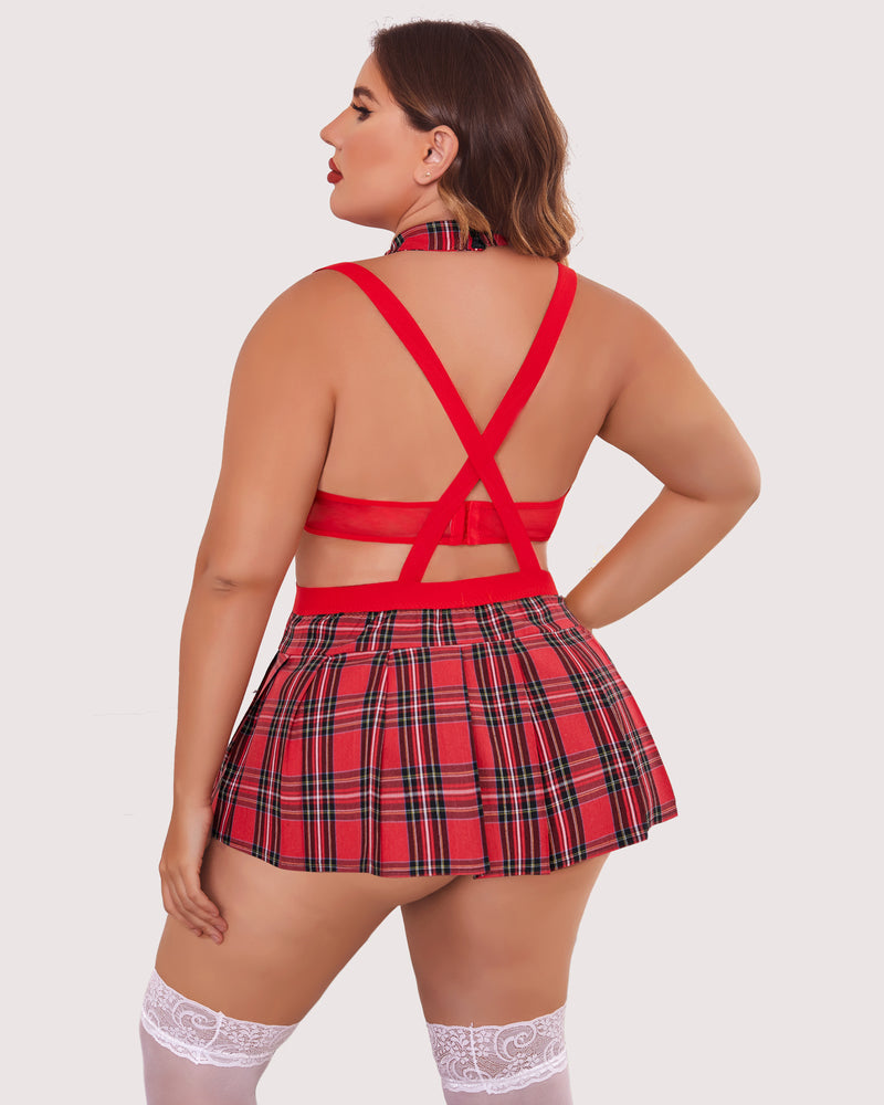 Plus Size Tie Top and Mini Skirt-lovelira