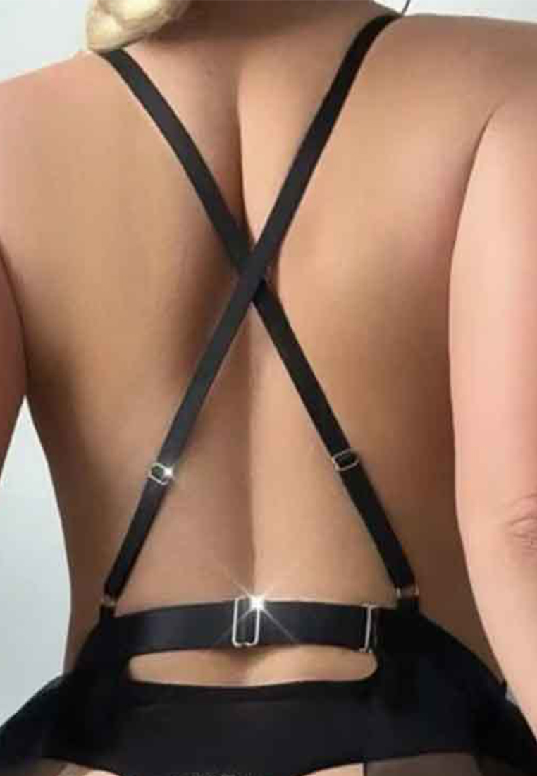 New European and American lace one-piece sexy suspender skirt CA24112021BK