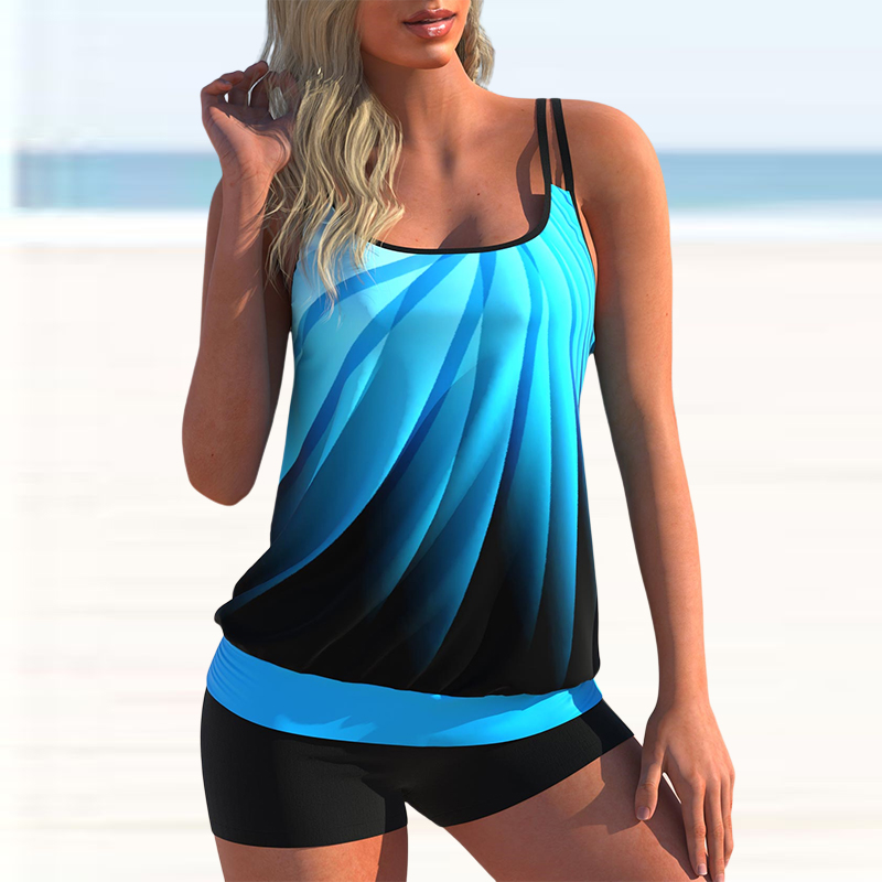 Women Fashion Sexy Plus Size Two Piece Butterfly Print Camisole Swimsuit Lady Two Piece Swimming Suit New Swimwear Bachwear-colinskeirs