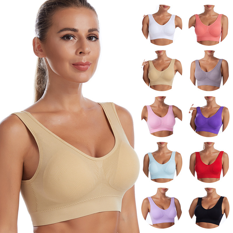 Running shockproof gathered beautiful back large size no steel ring bra