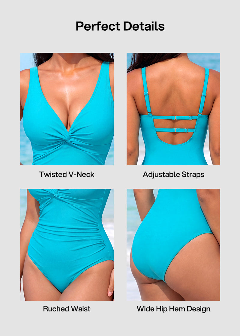 Twist Front Tummy Control One-Piece Swimsuit