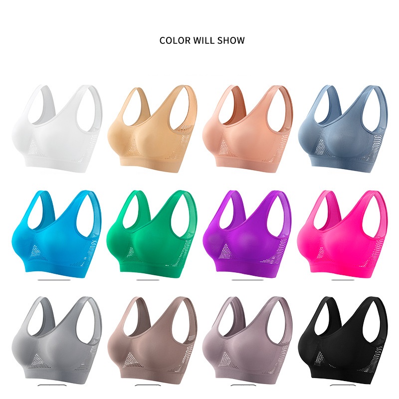 Large size breathable sports bra without underwire
