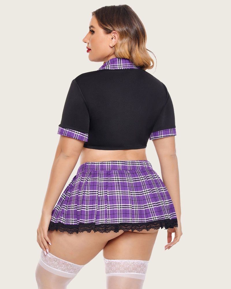 Plus Size Lingerie with Tie Top and Mini Skirt-lovelira