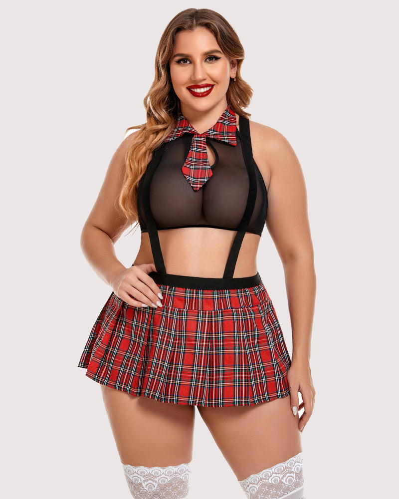 Plus Size Tie Top and Mini Skirt-lovelira