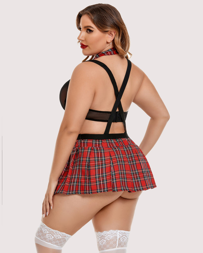 Plus Size Tie Top and Mini Skirt-lovelira
