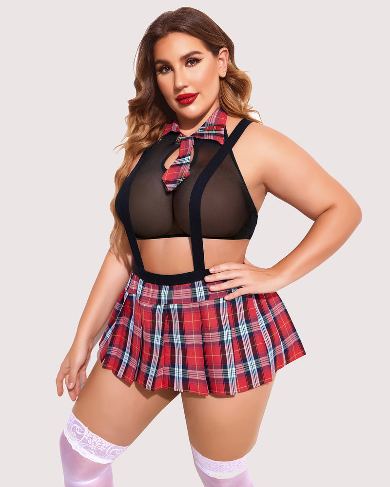 Plus Size Tie Top and Mini Skirt-lovelira
