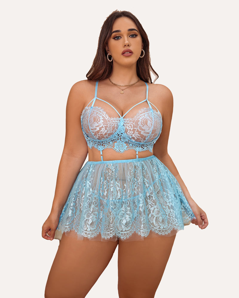 Plus Size Lingerie Babydoll Lace Nighty-lovelira