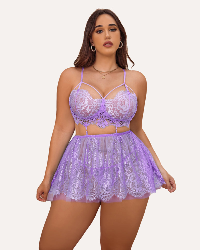 Plus Size Lingerie Babydoll Lace Nighty-lovelira