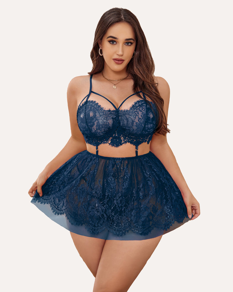 Plus Size Lingerie Babydoll Lace Nighty-lovelira