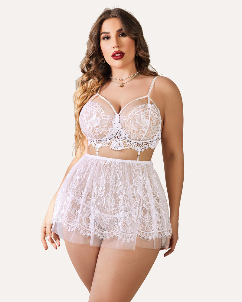 Plus Size Lingerie Babydoll Lace Nighty-lovelira