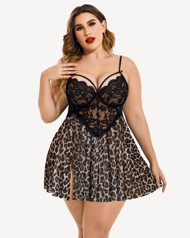 Plus Size Heart Side Slit Nightdress-lovelira