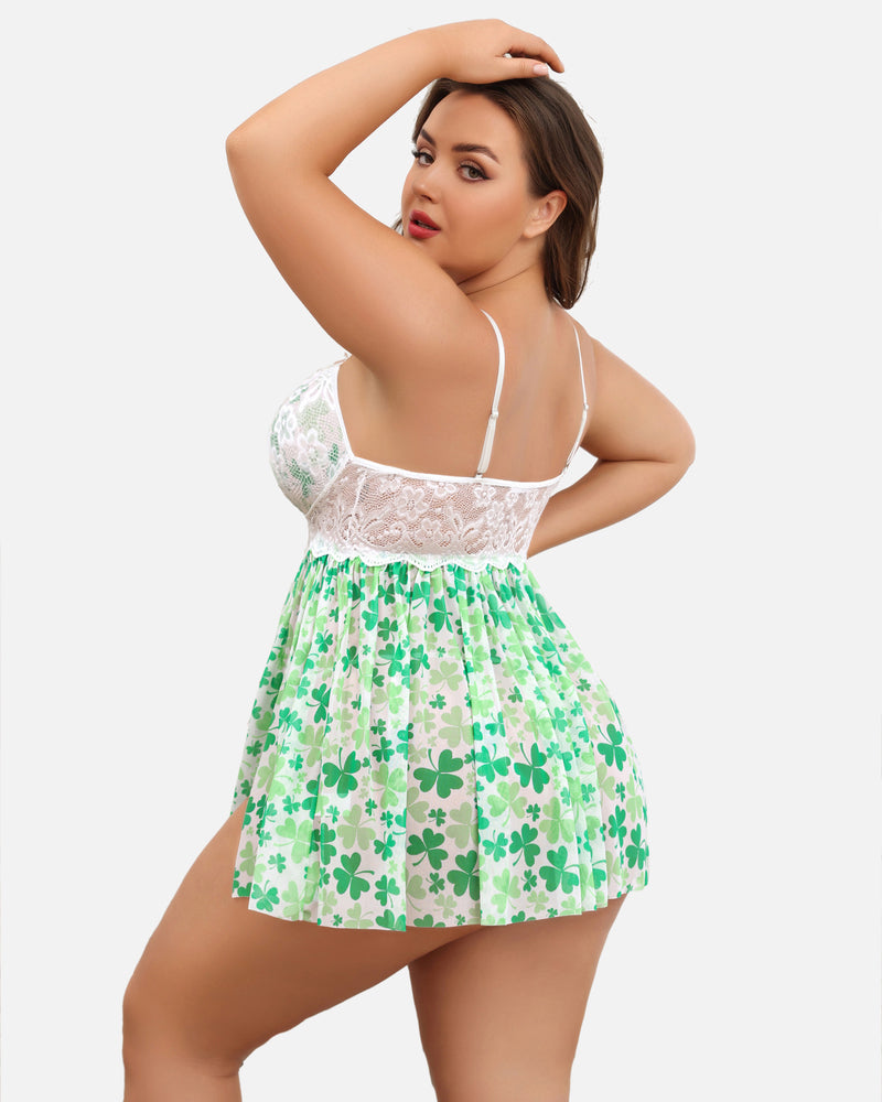 Plus Size V Neck Mesh Side Slit Babydolls-lovelira