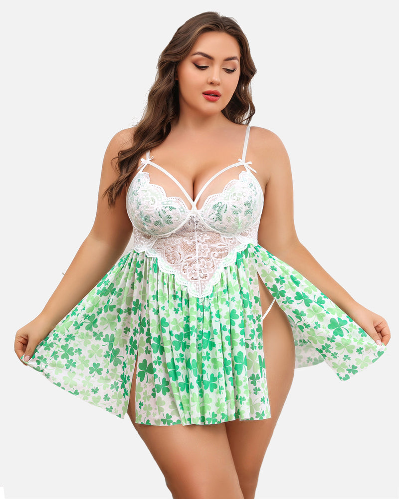 Plus Size V Neck Mesh Side Slit Babydolls-lovelira