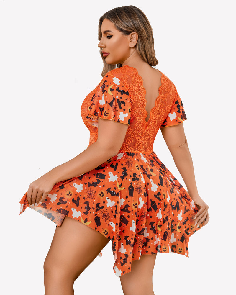 Plus Size Babydoll Floral Lace Lingeries-lovelira