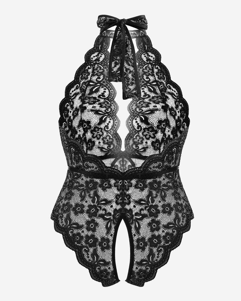 Gorgeous Plus Size Lace Print Bodysuit-lovelira