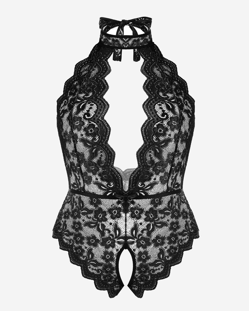 Gorgeous Plus Size Lace Print Bodysuit-lovelira