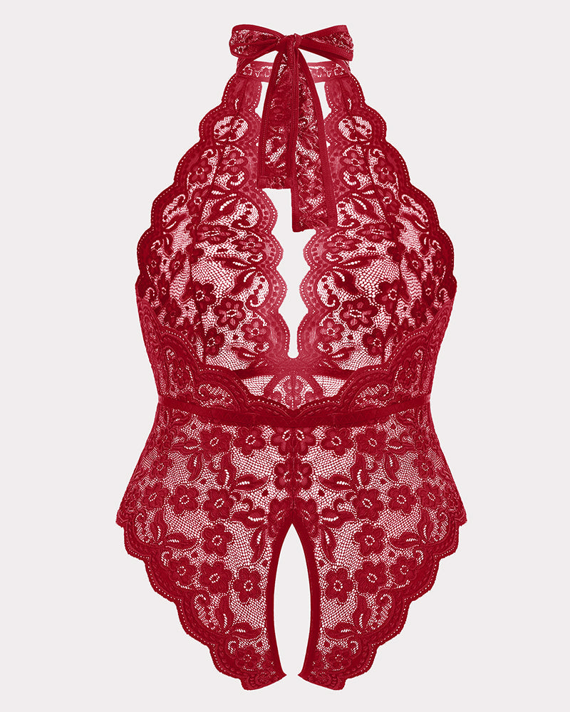 Gorgeous Plus Size Lace Print Bodysuit-lovelira