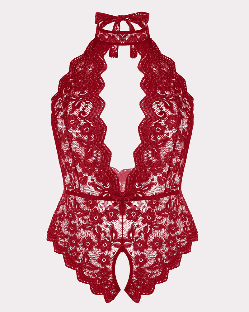 Gorgeous Plus Size Lace Print Bodysuit-lovelira