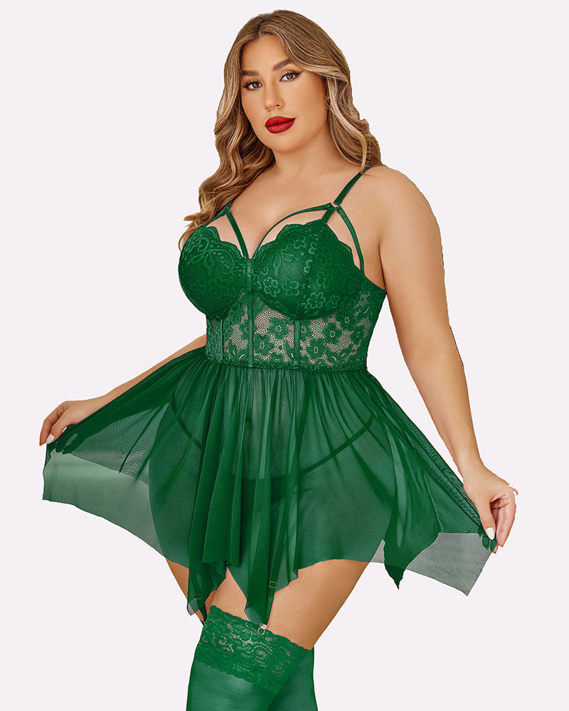 Plus Size Mesh Lace Exotic Babydoll-lovelira