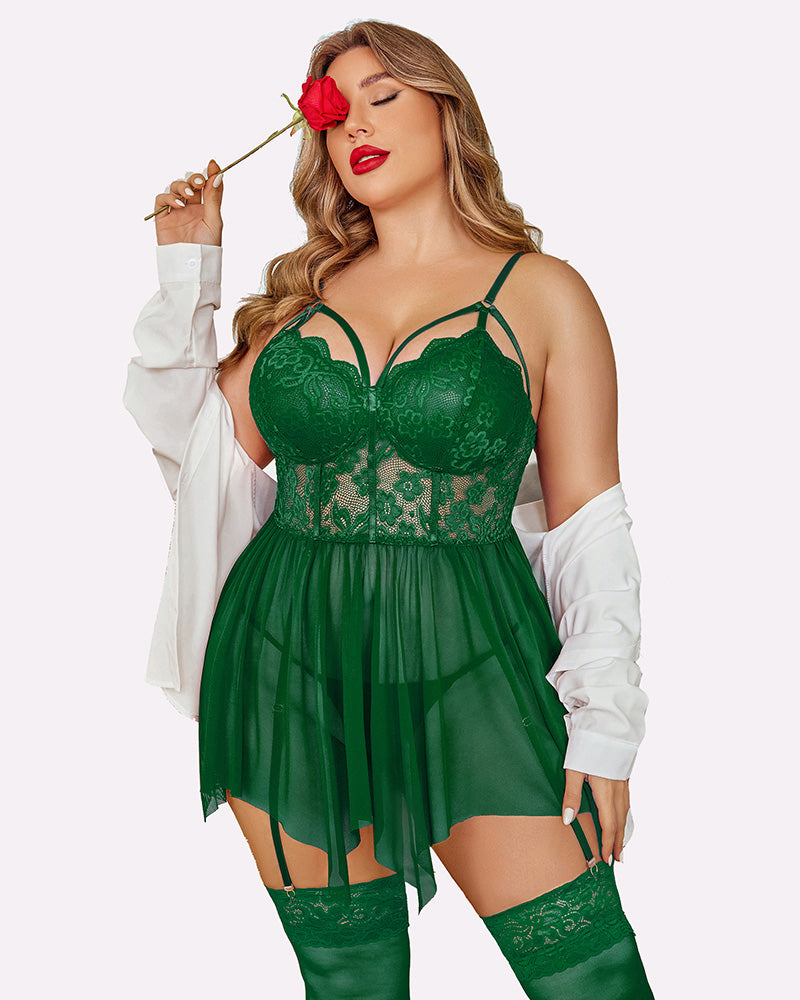 Plus Size Mesh Lace Exotic Babydoll-lovelira