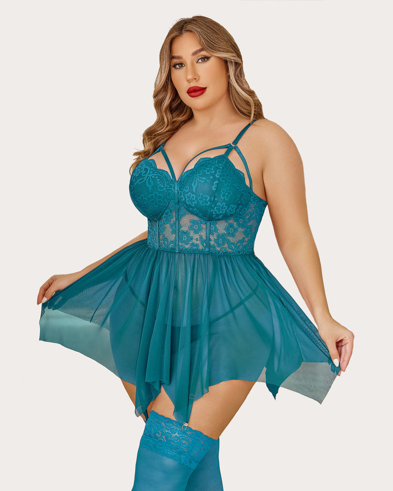 Plus Size Mesh Lace Exotic Babydoll-lovelira