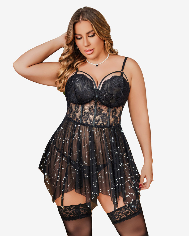 Plus Size Mesh Lace Exotic Babydoll-lovelira
