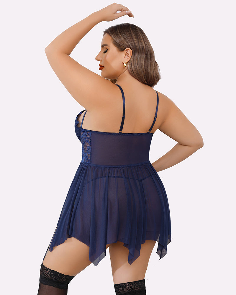 Plus Size Mesh Lace Exotic Babydoll-lovelira