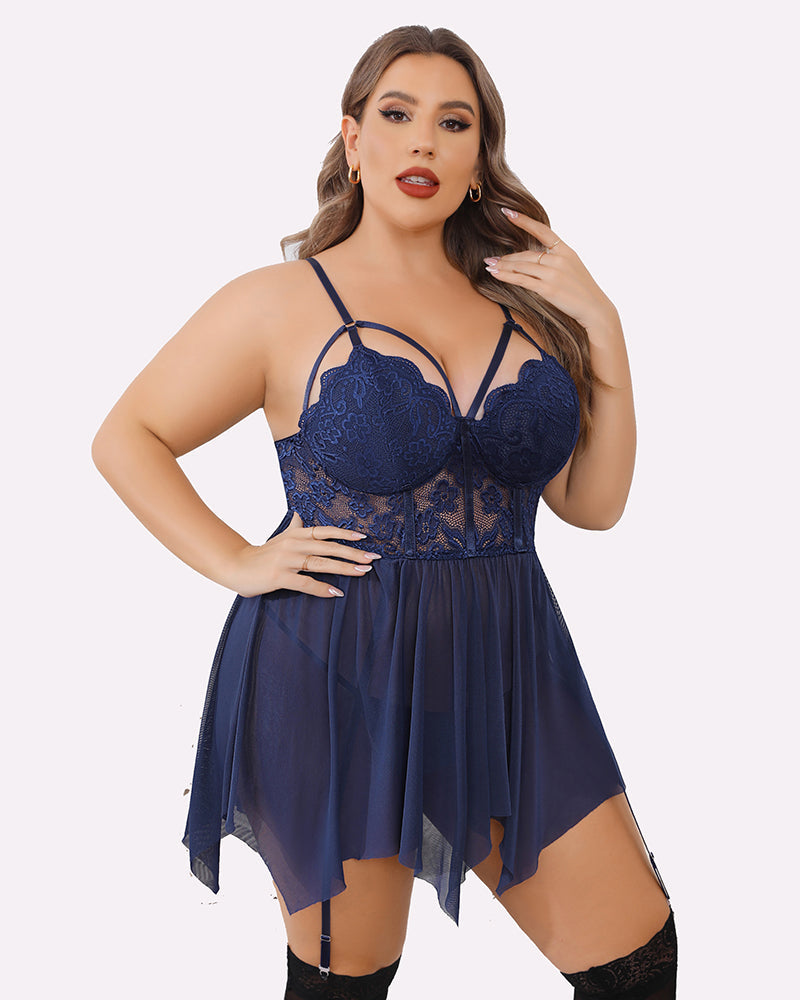 Plus Size Mesh Lace Exotic Babydoll-lovelira
