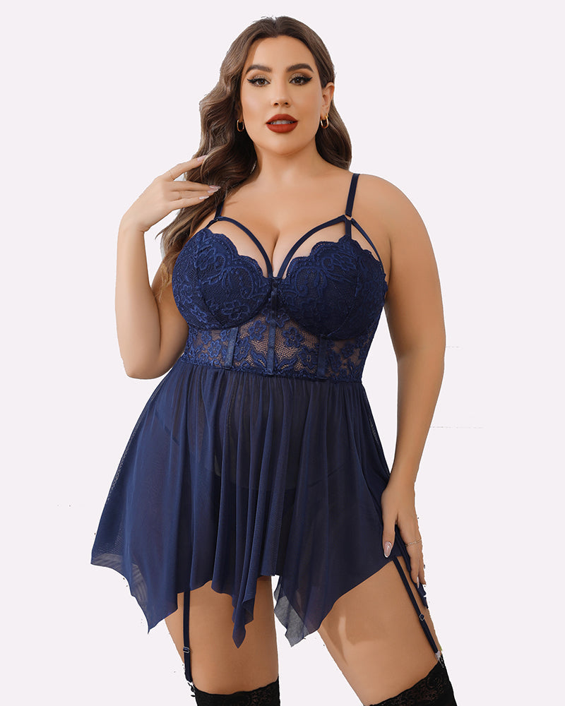 Plus Size Mesh Lace Exotic Babydoll-lovelira