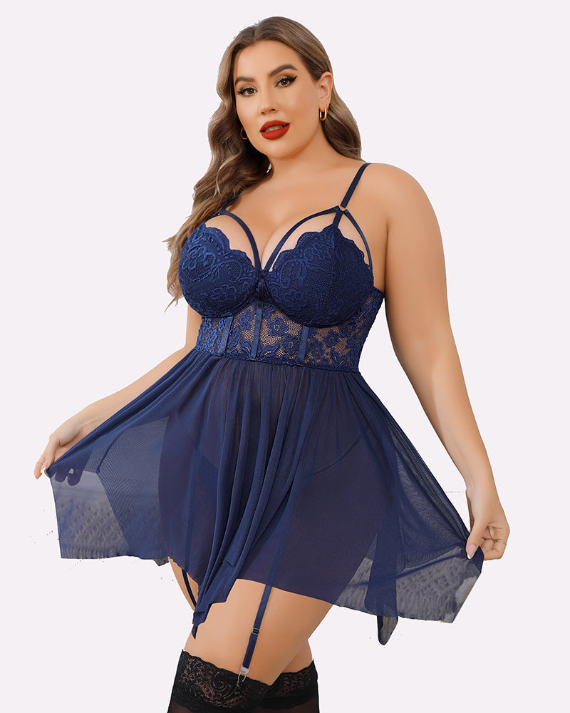 Plus Size Mesh Lace Exotic Babydoll-lovelira