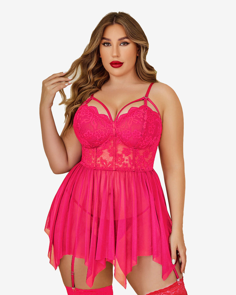 Plus Size Mesh Lace Exotic Babydoll-lovelira