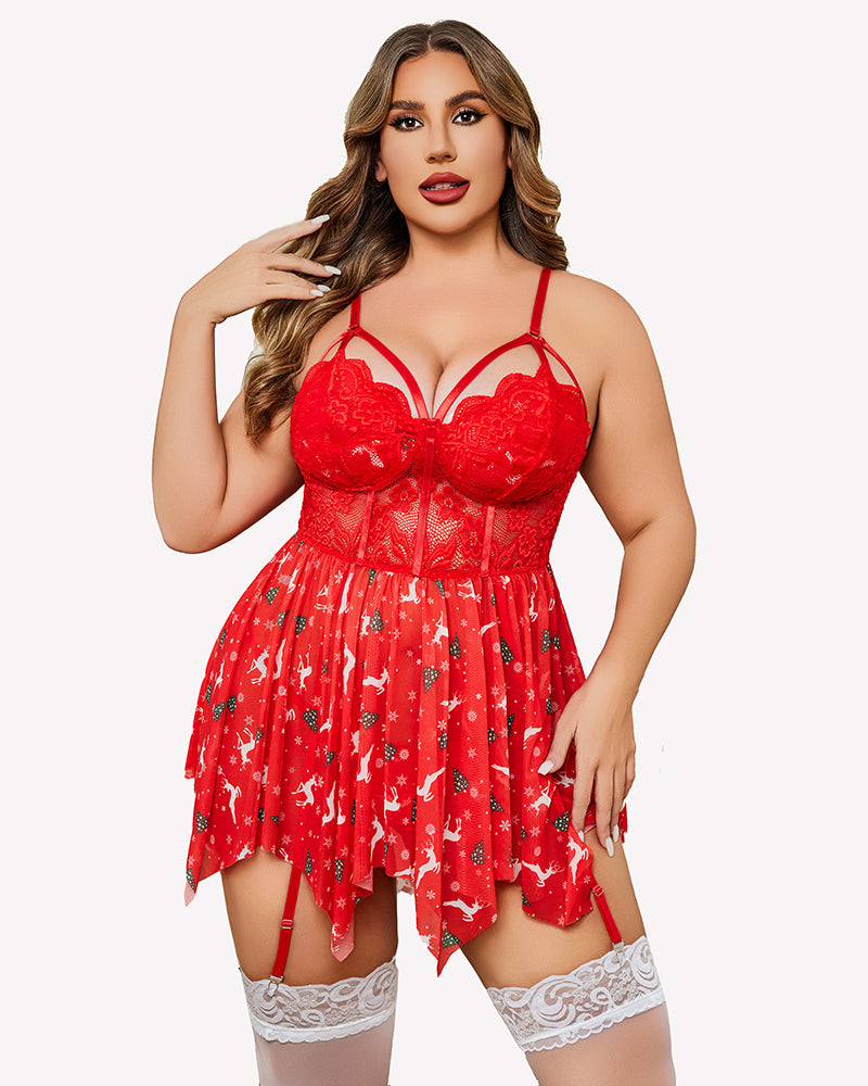 Plus Size Mesh Lace Exotic Babydoll-lovelira