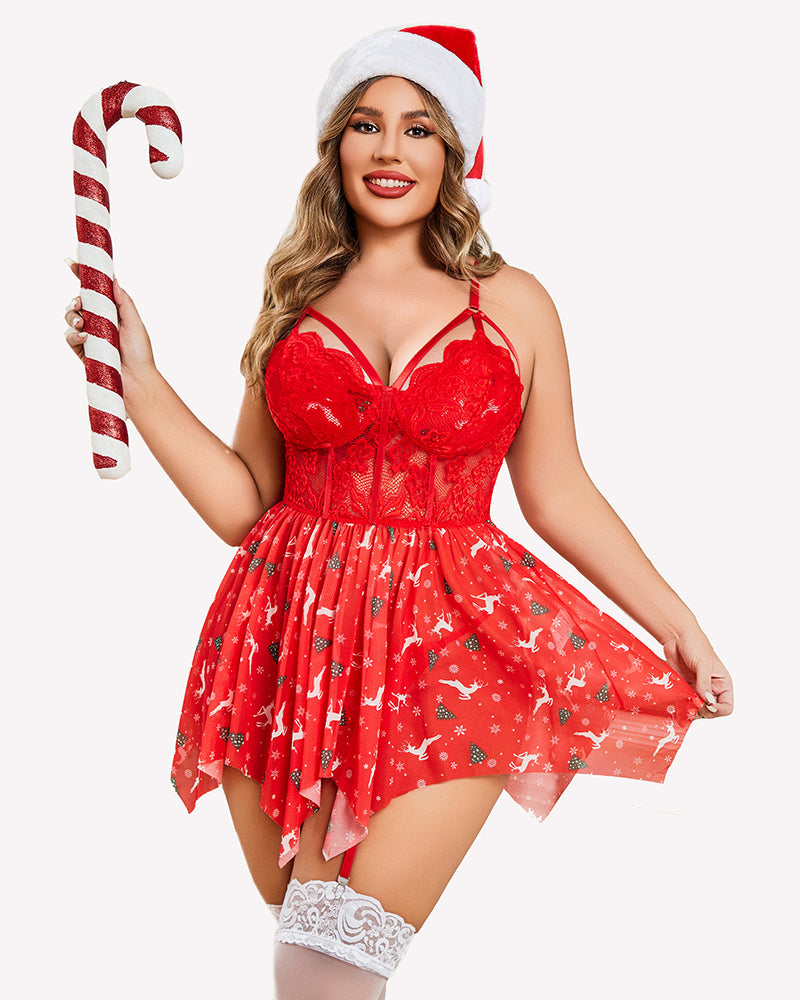 Plus Size Mesh Lace Exotic Babydoll-lovelira