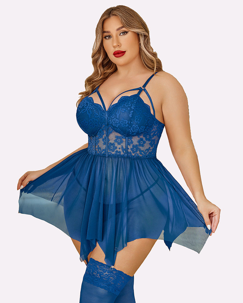 Plus Size Mesh Lace Exotic Babydoll-lovelira